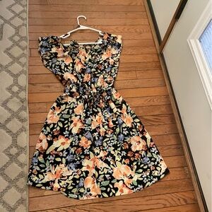 LC Lauren Conrad Floral Midi Dress - Black, Orange, Green